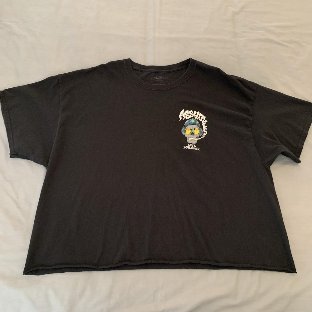 Linda Finegold Cropped T-Shirt Mens 3XL Black A$$holes Live Forever Skull Tee